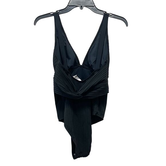 Cupshe Women's Black Ginger Ribbed Ruched One Piece Swimsuit Size Medium - Picture 4 of 7